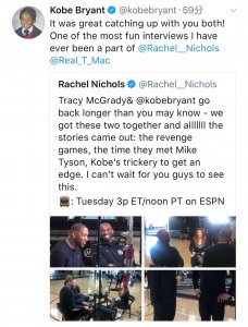 ​科比和麦迪一起接受NBA记者Rachel Nichols的采访