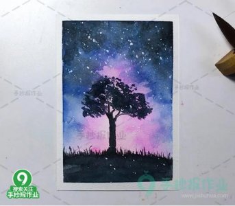 ​水彩星空画教程来了，几步搞定水彩，你也可以