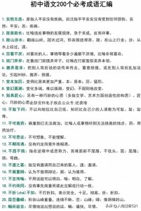 初中语文总结200个必考成语及解释