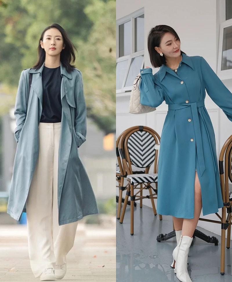 穿“风衣”时髦还得看刘亦菲,不管配裙子还是裤子,都洋气好看