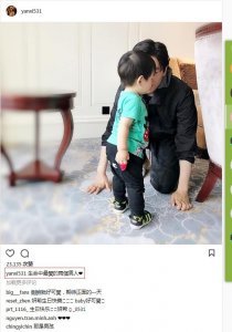 陈妍希高调晒娃晒老公:生命中最爱的两个男人