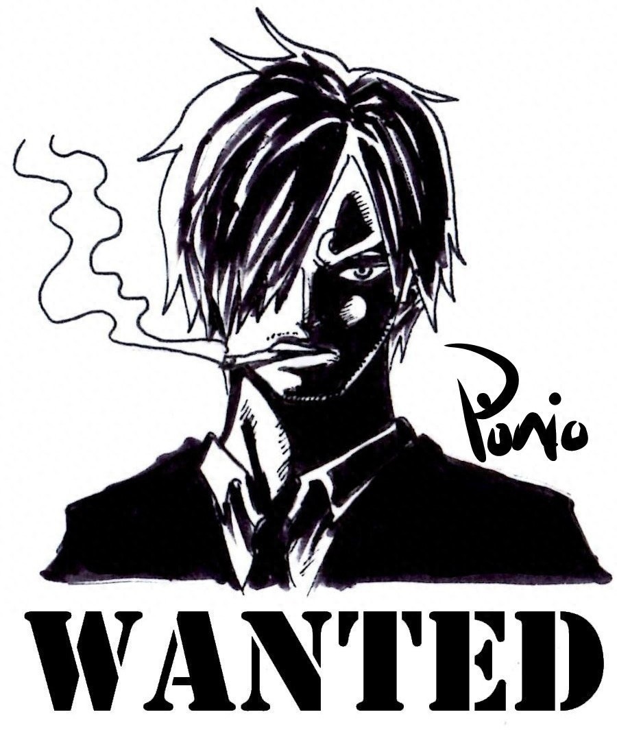 《海贼王》：手绘黑白人物头像，全员通缉